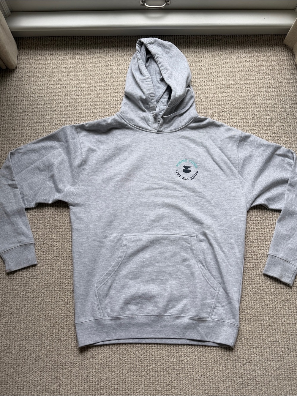 Rising Tide Light Gray Hooded Sweatshirt with Small Chest Logo